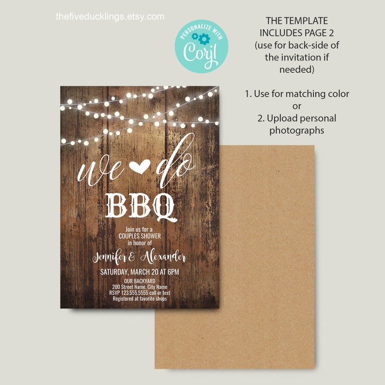 EDITABLE Rustic We Do BBQ Wedding Invitation, Self-editable Template ...