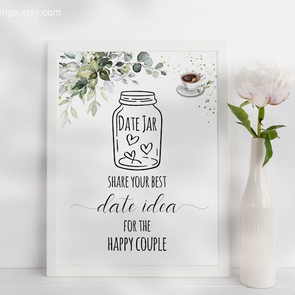 Printable Date Idea Sign and Cards, Coffee Themed Wedding Shower, Instant Download Digital Files Not Editable, G204