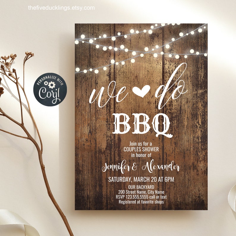 EDITABLE Rustic We Do BBQ Wedding Invitation, Self-editable Template ...