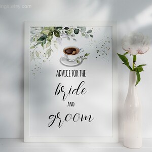 Advice for the Bride and Groom, Printable Wedding Activity, Coffee ...