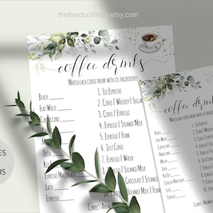 Coffee Bridal Shower Game: Drinks Theme (Digital Download) G218