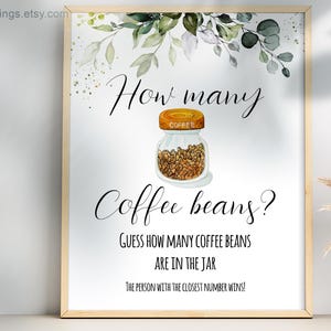 Giochi per baby shower, stampabili Quanti chicchi di caffè, cartelli e biglietti, download immediato di file digitali non modificabili, G242
