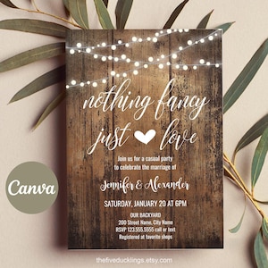 Rustic Wedding Invitation Editable Template, Nothing Fancy Just Love, Digital Invite, A189