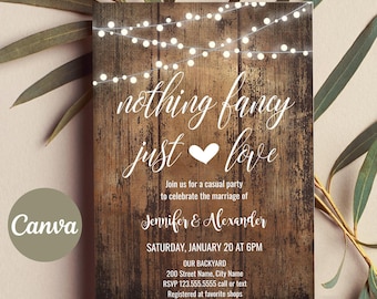 Rustic Wedding Invitation Editable Template, Nothing Fancy Just Love, Digital Invite, A189