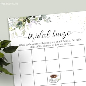 Juego de despedida de soltera, ducha de boda con temática de café imprimible, juego de bingo, descarga instantánea de archivos digitales no editables, G202