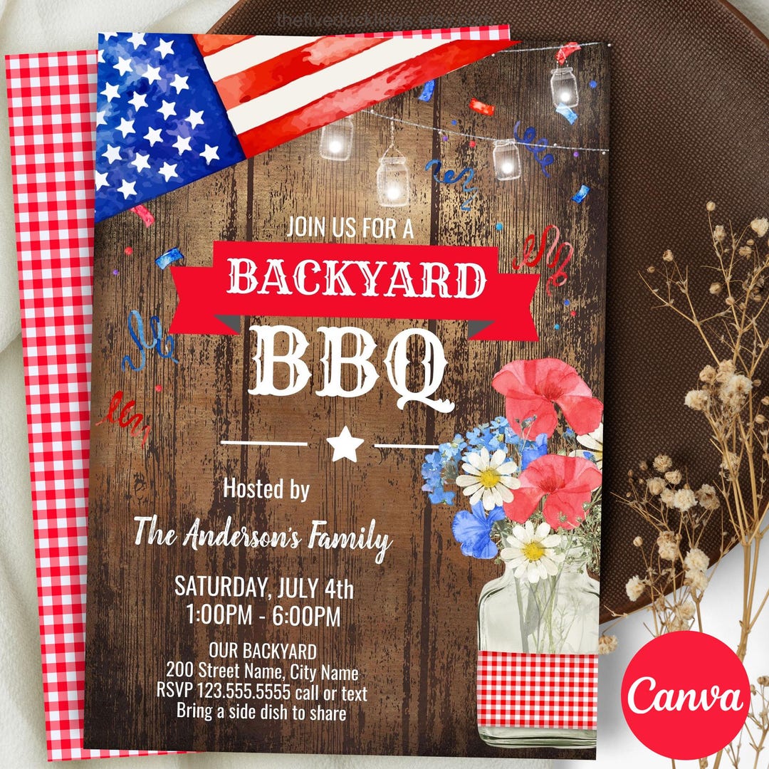 Backyard Bbq Invitation Template Summer Neighborhood Invite Potluck ...