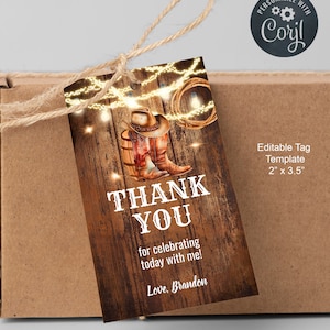 Rustic Gift Tags, Self-editable Favor Tag Template, Cowboy boots and Hat Themed Party, A155