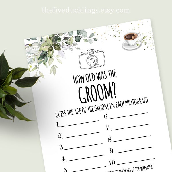 Bridal Shower Games, How Old is the Groom Printable Wedding Game, Coffee Themed, Instant Download Digital Files Not Editable, G214