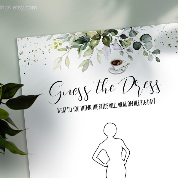 Bridal Shower Game, Printable Guess the Dress Game, Coffee Themed Wedding Shower, Instant Download Digital Files Not Editable, G217