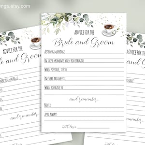 Advice for the Bride and Groom, Printable Wedding Activity, Coffee ...