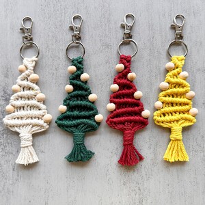 Macrame Christmas Tree Keychain | Macrame Christmas Tree | Christmas Gifts | Stocking Stuffers | Boho Christmas Decor | Wooden Bead