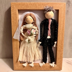 M Personalized Macrame Wedding Doll in Frame | Macrame Portrait | Macrame Doll Wall Hanging | Anniversary Gift | Wedding Gift |