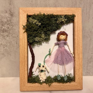 M Personalized Macrame Doll in Frame | Macrame Portrait | Macrame Doll Wall Hanging | Birthday Gift | Nursery Room Decor| Moss