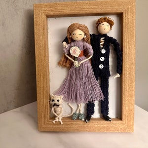M Personalized Macrame Wedding Doll in Frame | Macrame Portrait | Macrame Doll Wall Hanging | Anniversary Gift | Wedding Gift |