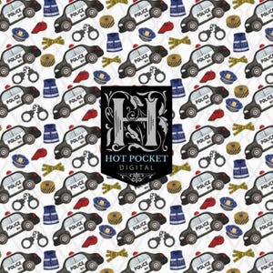 Police Seamless Repeat Pattern - Instant Digital Download - 300DPI - DIY Crafts - Personal & POD Commercial Use