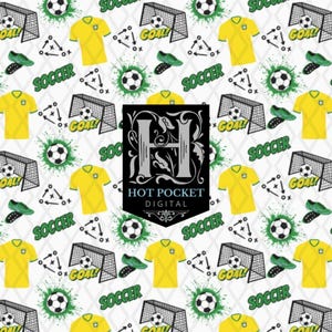 Soccer Seamless Pattern - Instant Digital Download - Repeat Design - Clipart - Personal & Commercial Use
