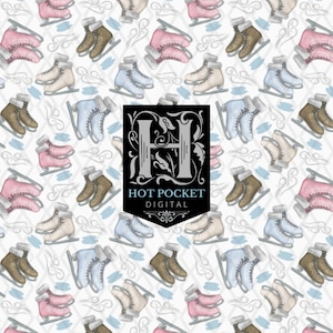 Ice Skating Seamless Pattern - Instant Digital Download - Repeat Design - Clipart - Personal & Commercial Use