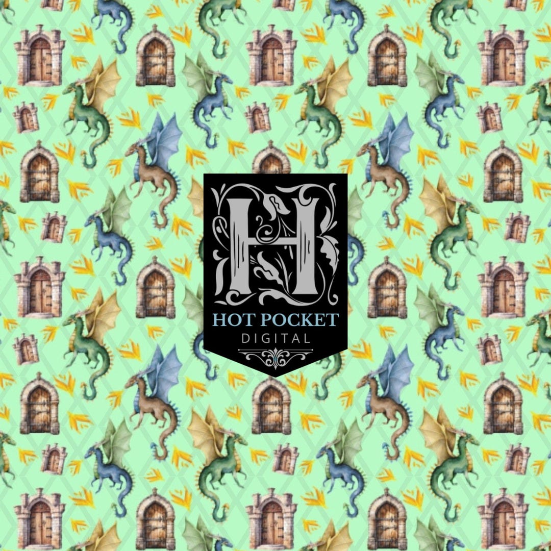 Fire Breathing Dragons Seamless Digital Pattern. Dungeons Repeat Design ...
