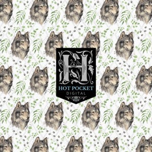 Wolf Seamless Pattern - Instant Digital Download - Repeat Design - Clipart - Personal & Commercial Use