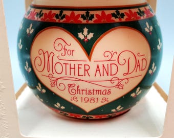 Adorno navideño Hallmark para madre y padre, círculo familiar de amor, vintage de 1981