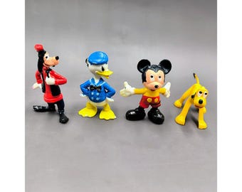 Lote de 4 figuras vintage de Disney Marx Disneykins: Mickey, Donald, Goofy y Pluto (años 60).