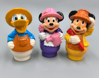 Vintage Disney Arco Finger Puppets Donald Duck Mickey Minnie Mouse Lot Gardening