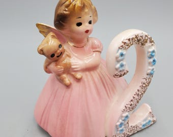 Figura de ángel de osito de peluche rosa de 7,6 cm para niña de 2.º cumpleaños de Josef Originals