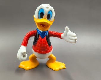 Figura vintage de Disney del Pato Donald, 10 cm, flexible, de PVC, Arco Toy, vaquero del oeste.