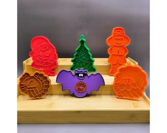 Lote vintage de cortadores de galletas Hallmark Holiday de tamaño grande, de 3 a 5 pulgadas, para Navidad y Acción de Gracias