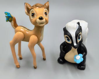 Figura de PVC para decoración de tartas, Bambi, ciervo, flor, mofeta, McDonald's, Disney, articulada