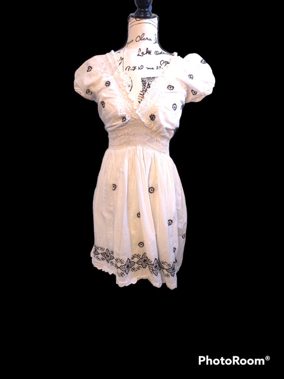 White Vintage embroidered boho dress