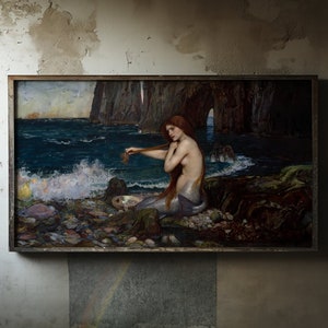 Samsung Frame TV Art, John William Waterhouse 1900 The Mermaid, Landscape Vintage Painting, Digital Download, Classic Painting The Frame TV