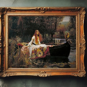 Rolled Fine Art Print, The Lady of Shallot 1888, Vintage Oil Painting, John William Waterhouse, Dark Moody Portrait, Classic Wall Art