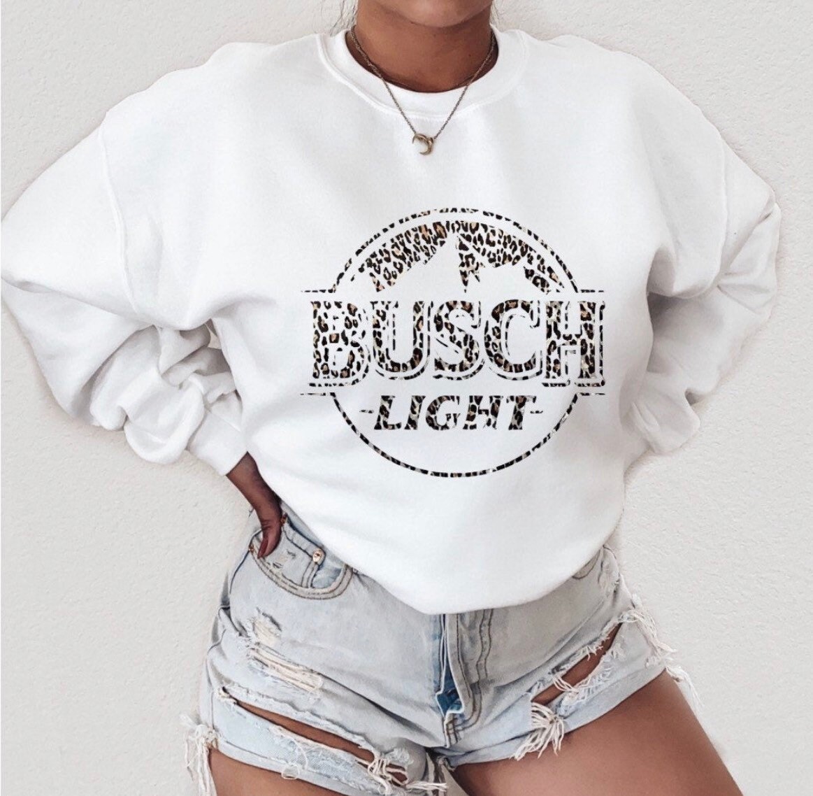 Bush Light Crewneck cheetah Print Crewneck Cheetah Busch Light