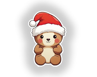 Kawaii Weihnachtsbär Aufkleber Aufkleber, wasserdichter Vinyl-Aufkleber, Laptop, Auto, Fenster, Wasserflasche Aufkleber, niedlicher Kawaii Bär, Aufkleber