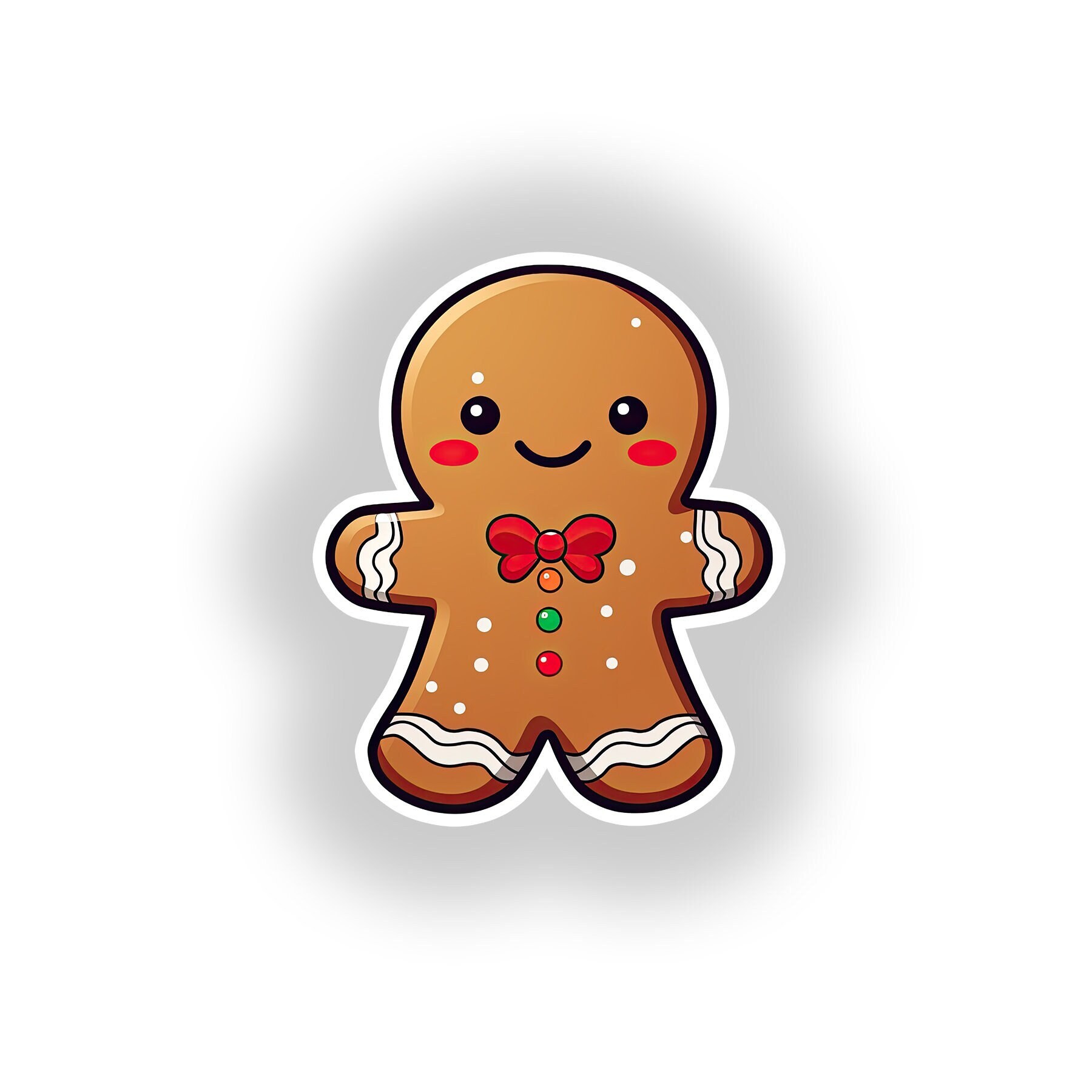 Kawaii Gingerbread Cookie Sticker Decal, Waterproof Vinyl Sticker ...
