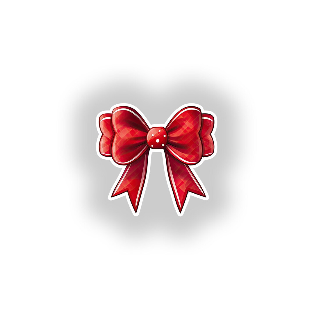Red Bow Wrapping Sticker RED PRESENT BOW Sticker Decal, Christmas Sticker, Waterproof Vinyl ...