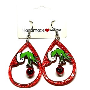 Grinch inspiriert Weihnachten Urlaub Dr. Seuss baumeln Ohrringe Acryl Edelstahl Haken