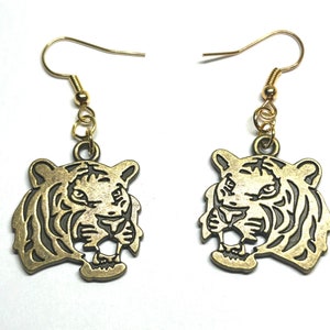 Missouri Tigers Inspired Silver Dangle Earrings Football Game Day