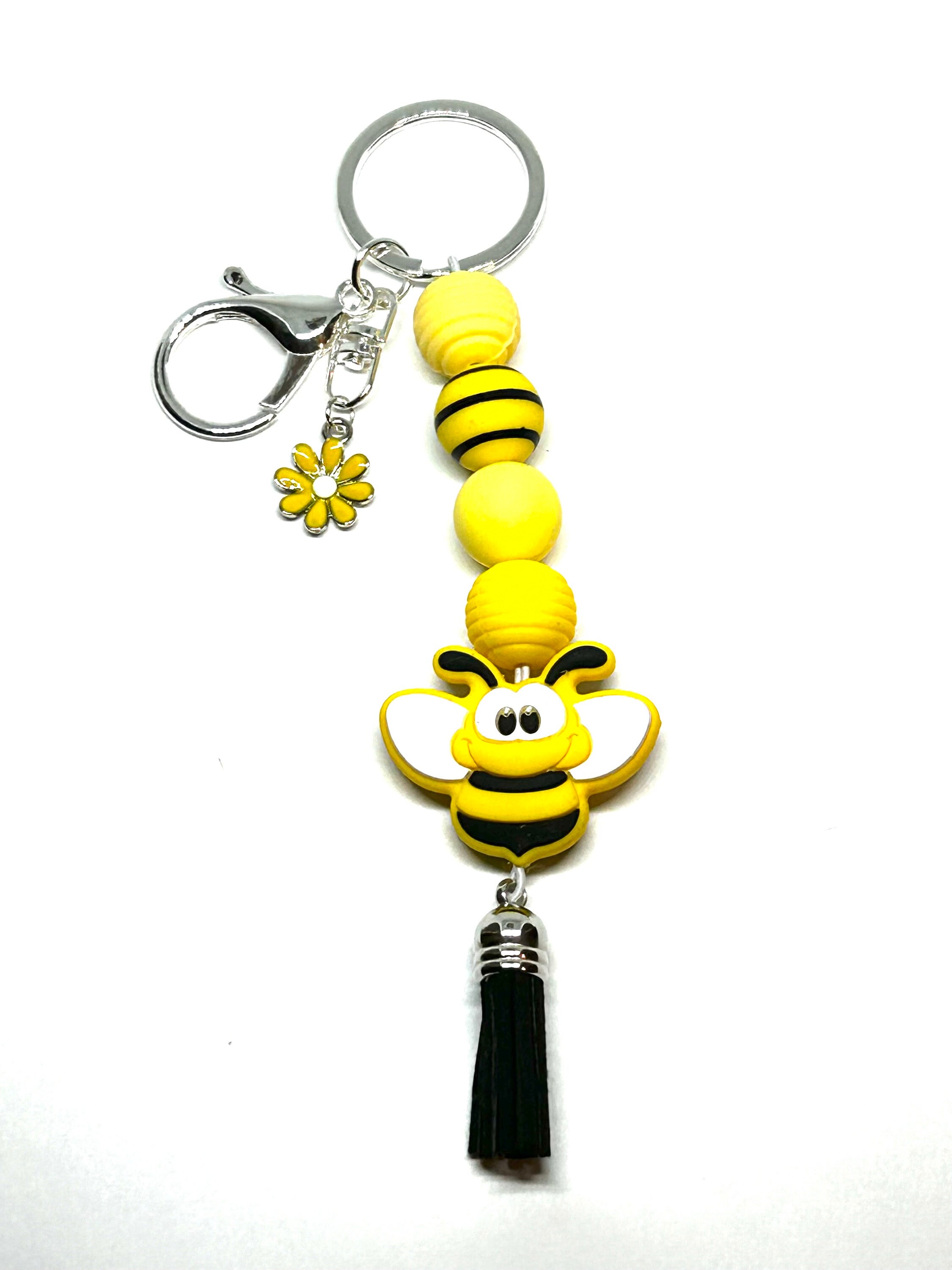 Bumblebee Silicon Beaded Keychain Black & Yellow Bees - Etsy