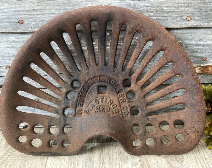 Vintage Cast Iron Tractor Seat Western L. Roller Co. Original Cast Iron