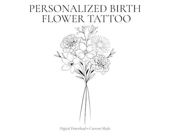 Custom Birth Flower Tattoo Design – Personalized Floral Art (Digital PDF)