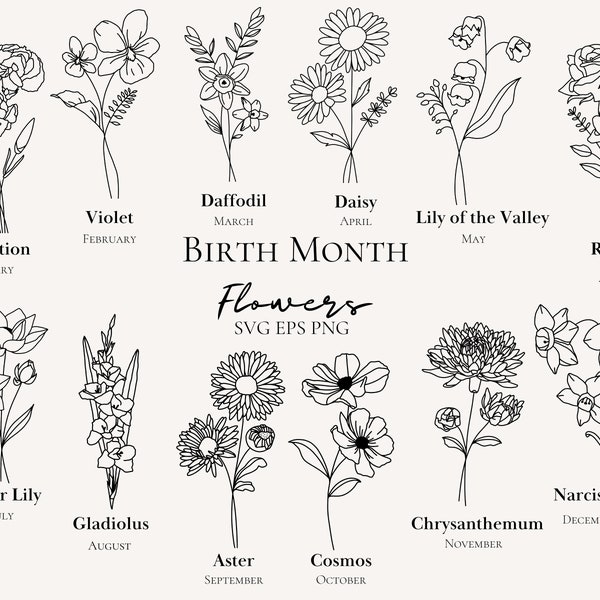 Birth Month Flowers - Etsy