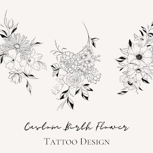 Personalisiertes Geburts-Blumen Tattoo Design: Familie Botanische Kunst (Digitale Datei)