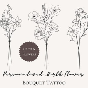 Custom Birth Flower Tattoo Design: Personalized Floral Bouquet (Digital File)