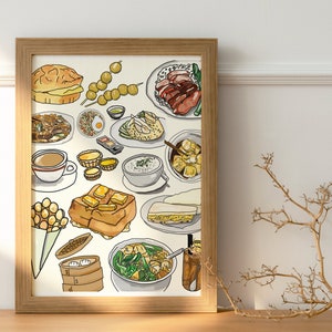 Hong Kong Food hand drawn Illustrations Poster LARGE images