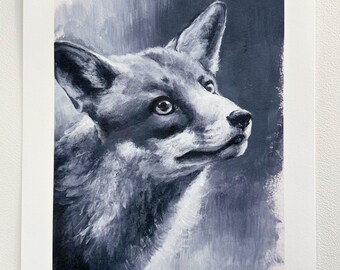Fox Study Giclée Print: Wildlife Art, Ready to Frame (10x12”)