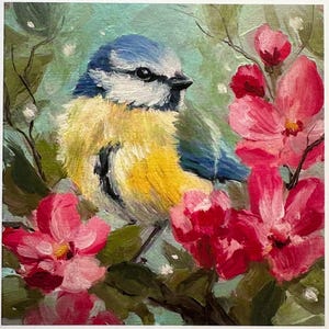 Carte de voeux - « Mésange charbonnière et chatons » de Nicola King - collection British Birds - matériaux écologiques - carte d'art nature fantaisiste - carte vierge