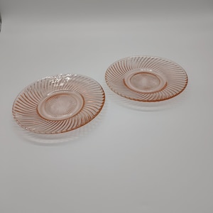 Federal Glass Pink Spiral bread and butter plate set of 2.