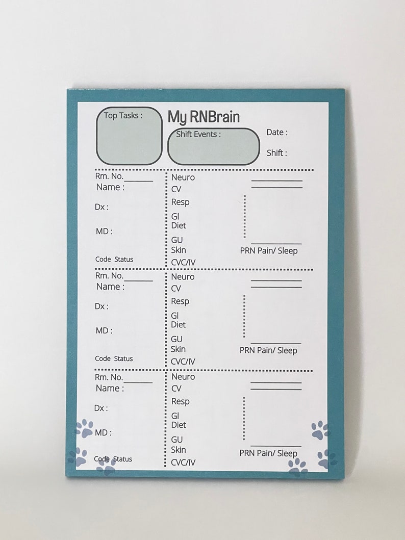 Notepads for Nurses' Bedside Report Etsy